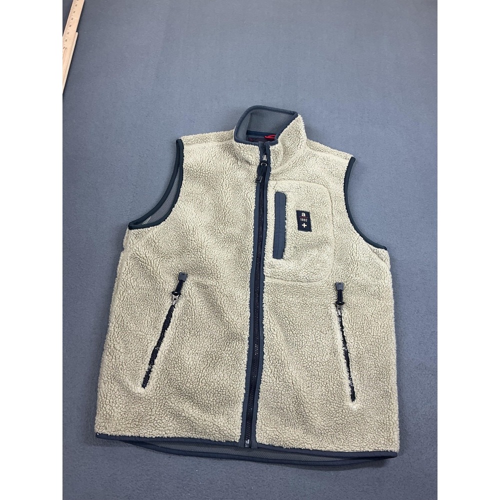 Abercrombie Vest Mens XL Beige Sherpa Fleece Full Zip Outdoor Pockets Y2K Mall